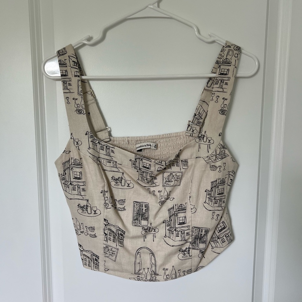 NWT Abercrombie & Fitch Cream Sleeveless Bustier Crop Tank Top